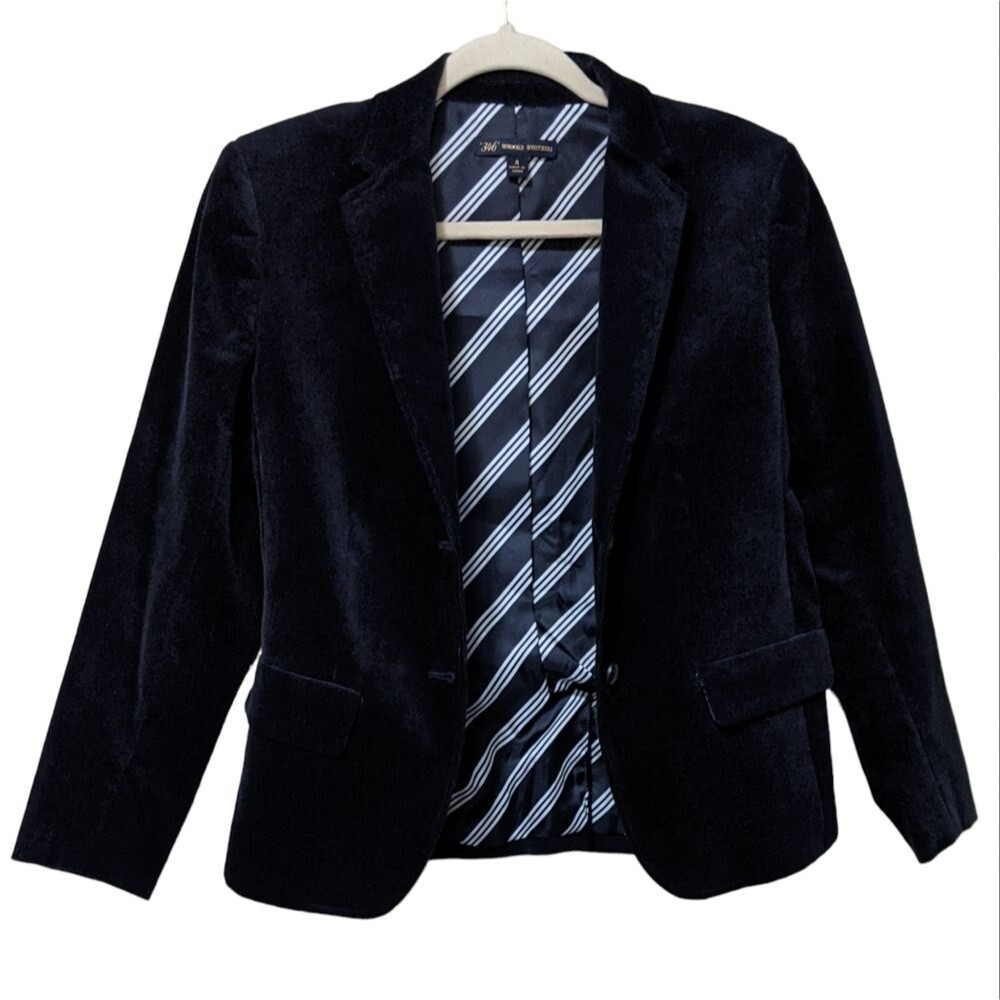 Brooks Brothers 346 navy blue brushed corduroy blazer velvet holiday career 4 - Picture 6 of 8